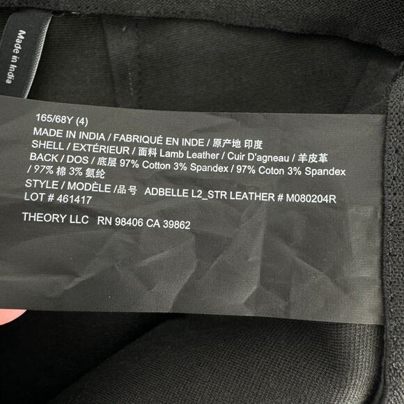 Theory High Rise Adbelle L2 Leather Skinny Pants Black Size 4 - Picture 13 of 15